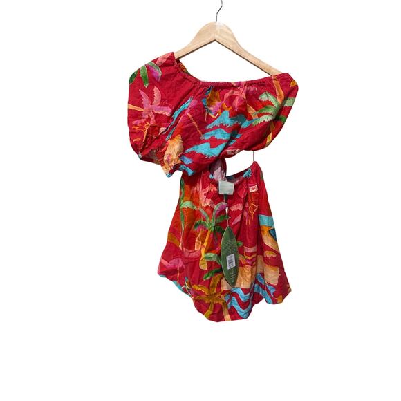 Farm Rio Ipanema One-Shoulder Cut-Out Mini Dress Size XS - Picture 6 of 7